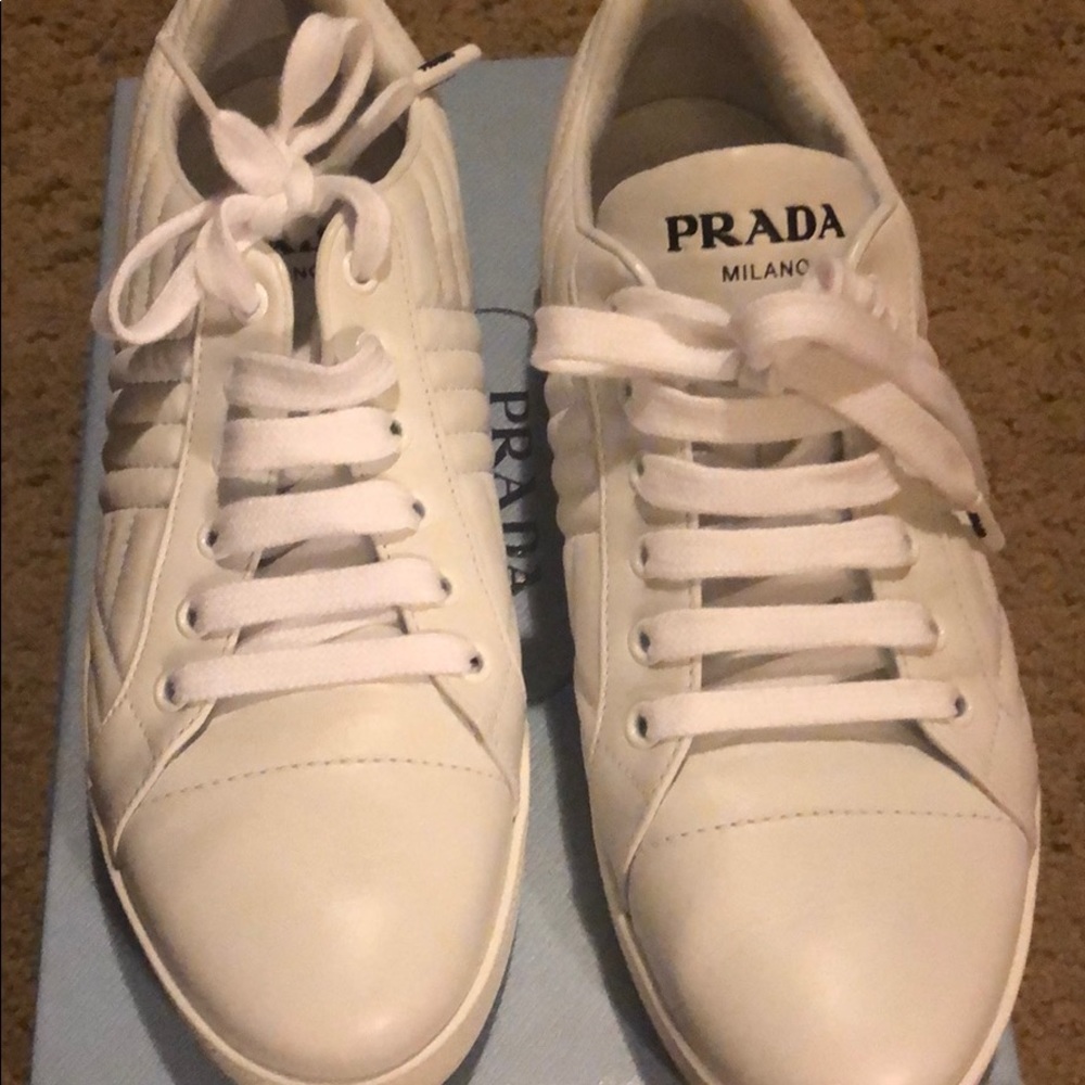 White Leather Prada Sneakers This Year’s Release